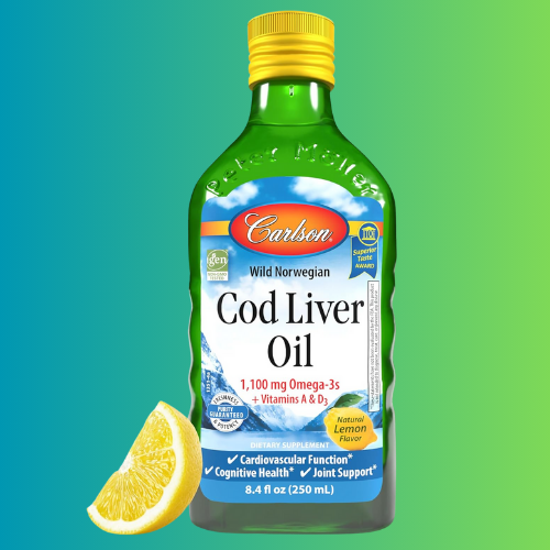 Cod Liver Oil, 1100 mg Omega-3s, Wild Norwegian, Sustainably Sourced, Lemon, 500 ml